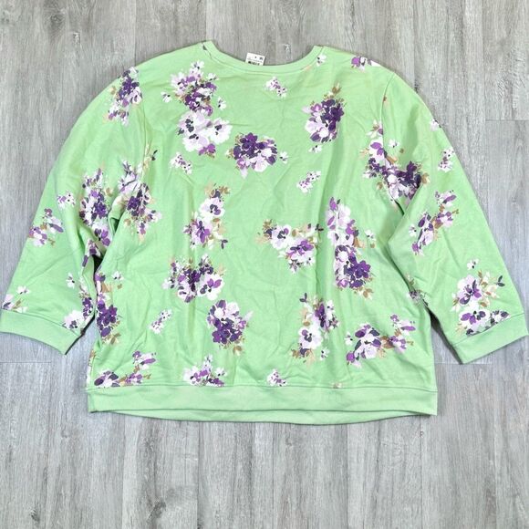 Green Floral Sweatshirt 4X - Picture 4 of 4